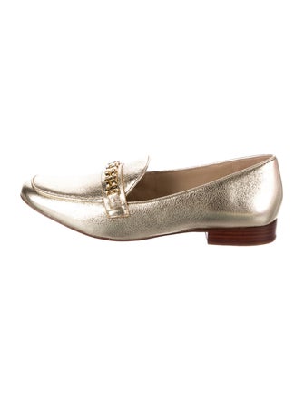 Tory Burch Leather Chain-Link Accents Loafers