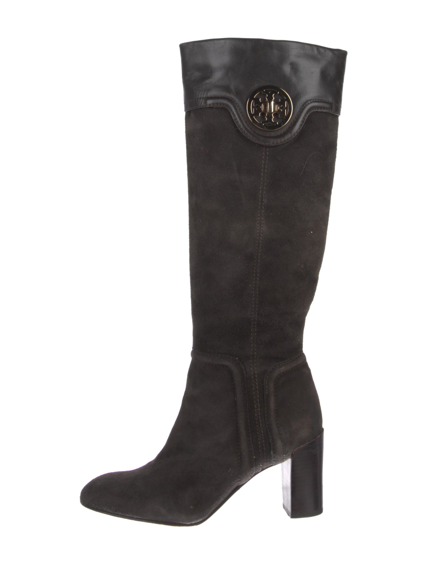 Tory Burch Suede Leather Trim Embellishment Boots
