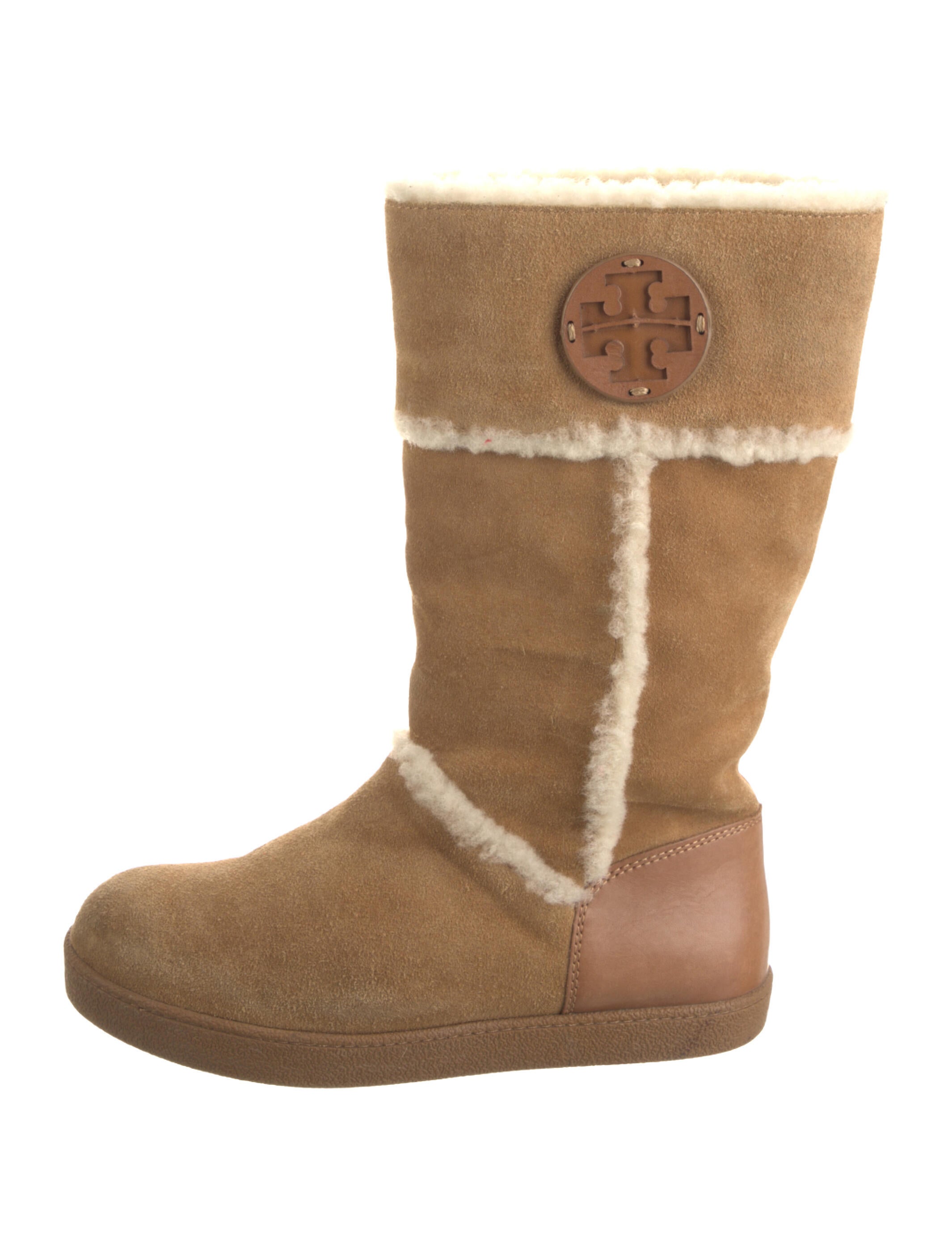 Tory Burch Suede Fur Trim Boots