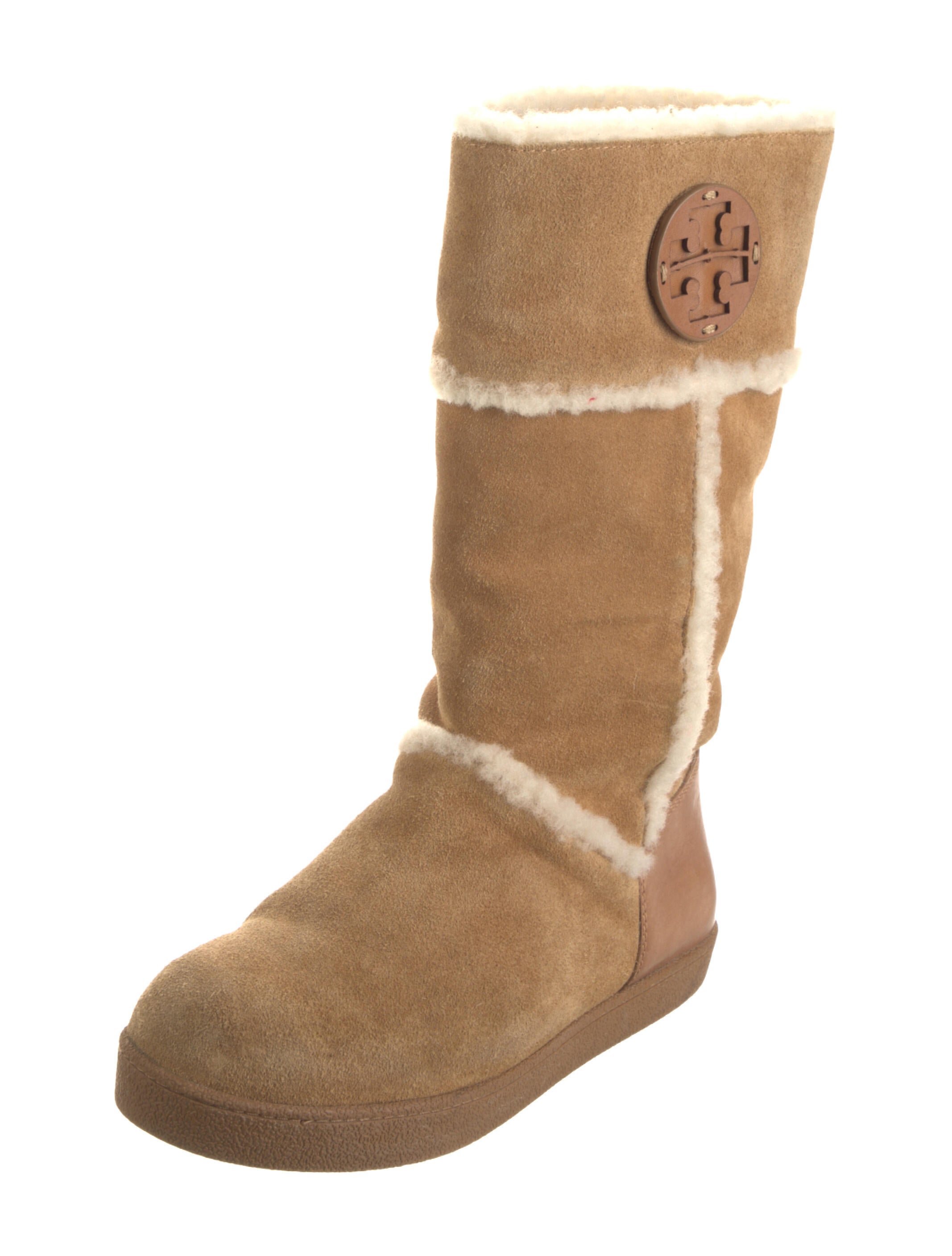 Tory Burch Suede Fur Trim Boots