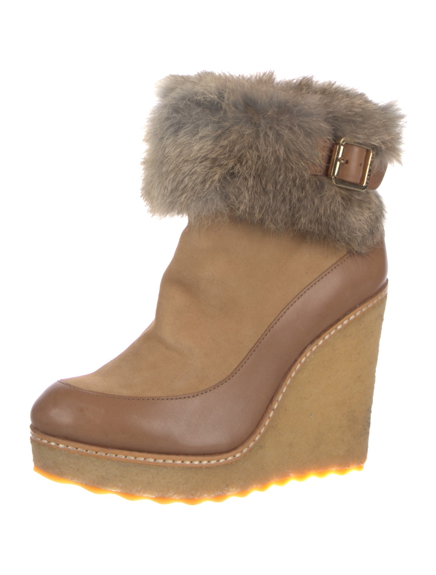 Tory Burch Suede Fur Trim Boots