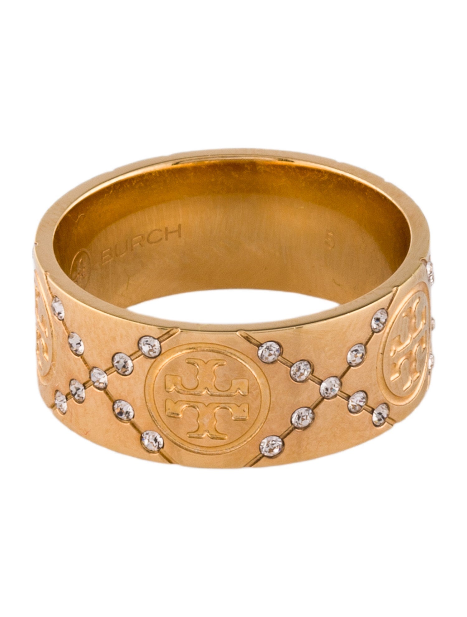 Tory Burch Crystal T Monogram Ring