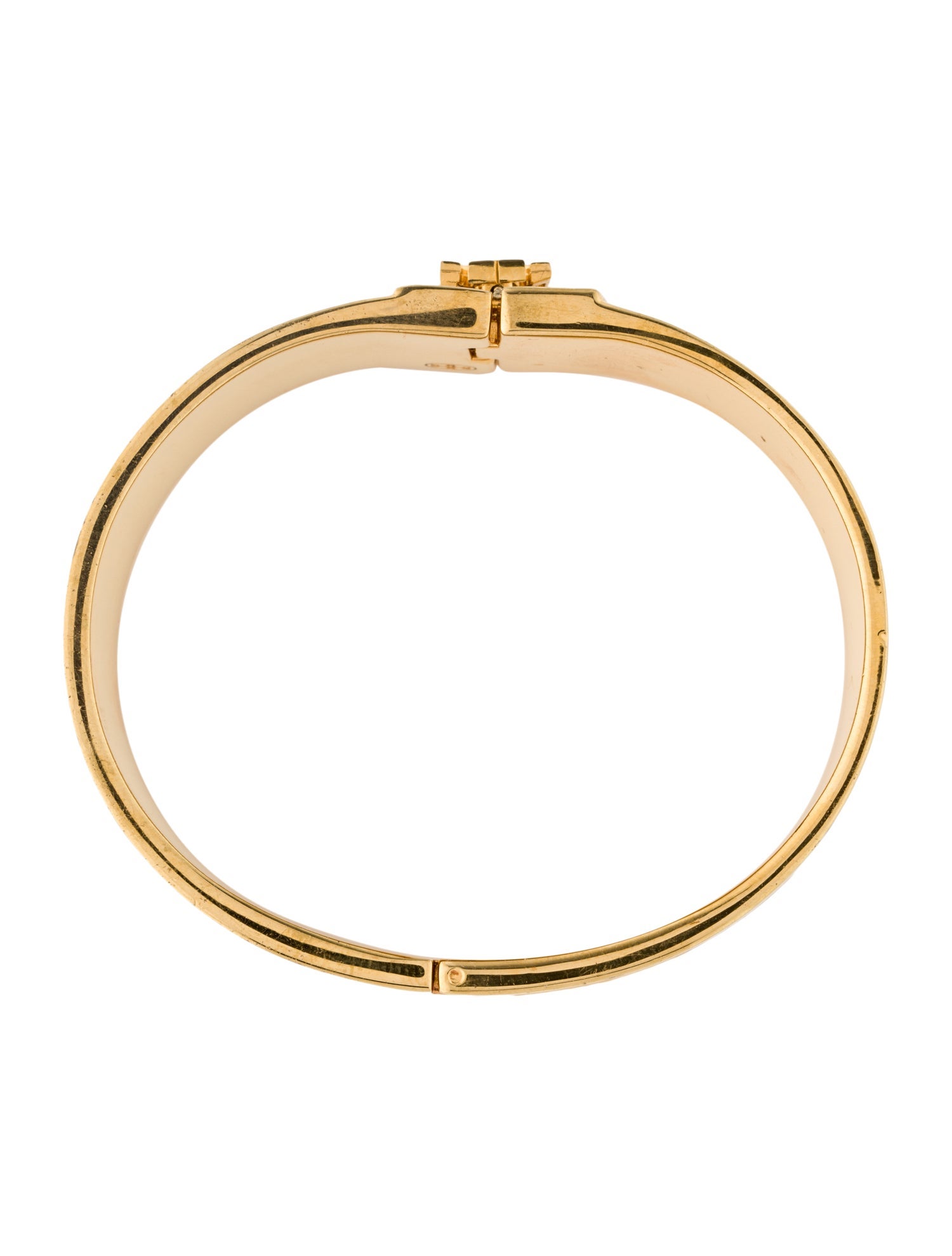 Tory Burch Leather Inlay Hinged Bangle Bracelet