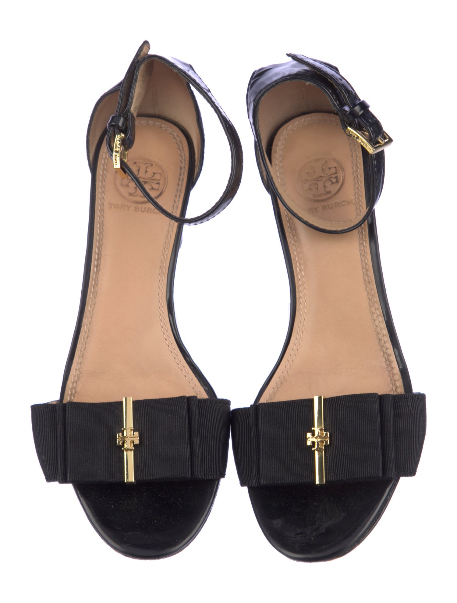 Tory Burch Patent Leather Bow Accents Sandals