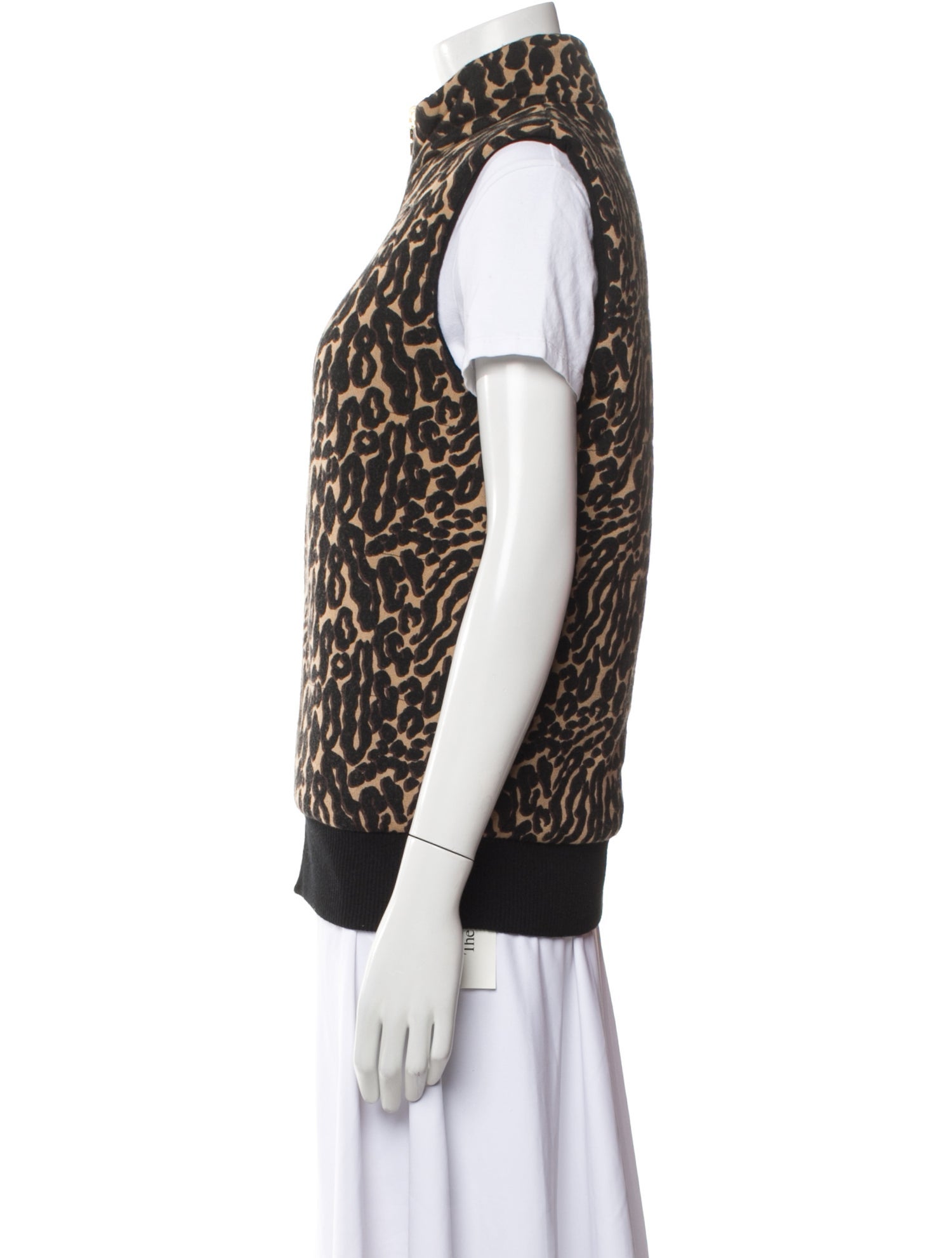 Tory Burch Merino Wool Animal Print Vest