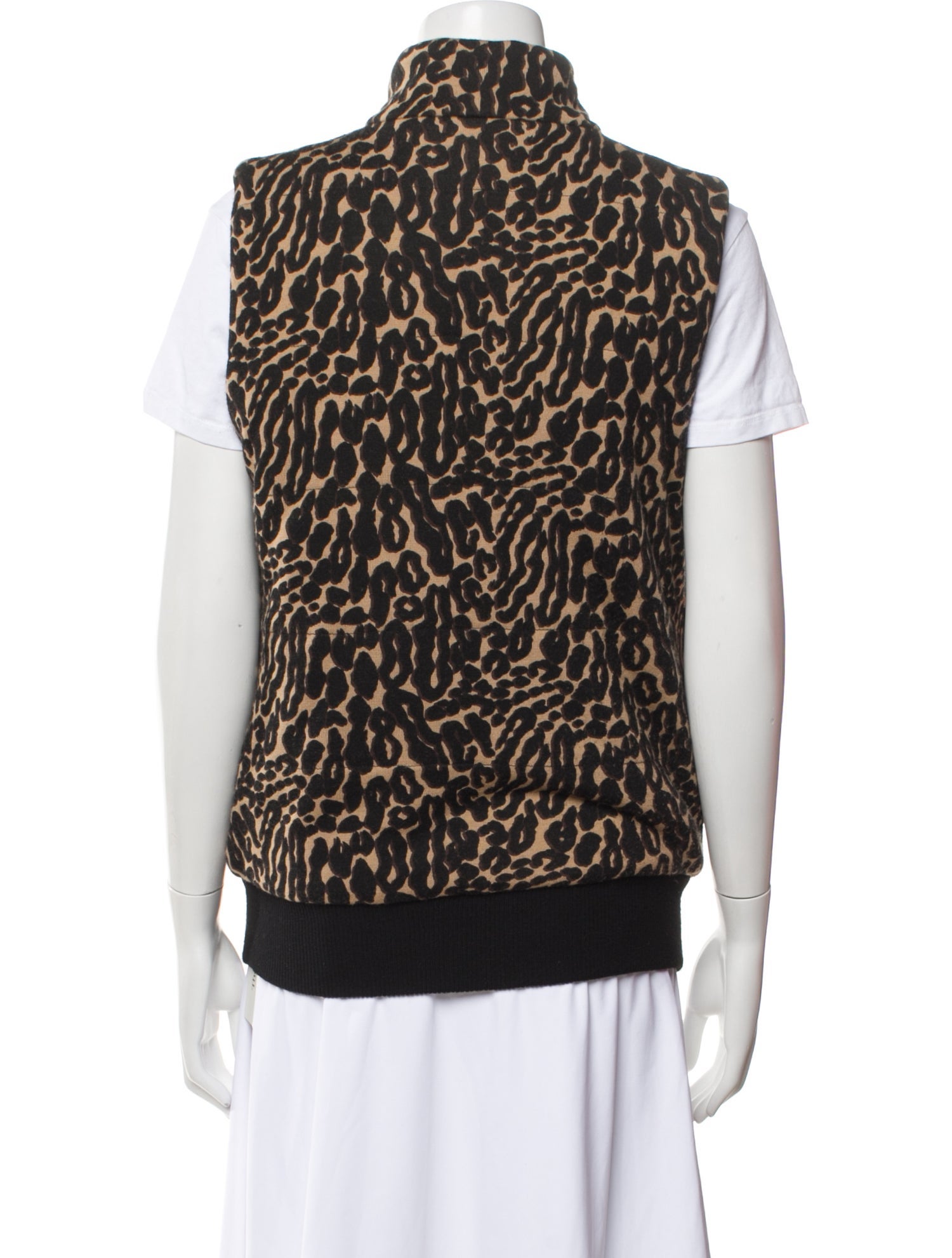 Tory Burch Merino Wool Animal Print Vest