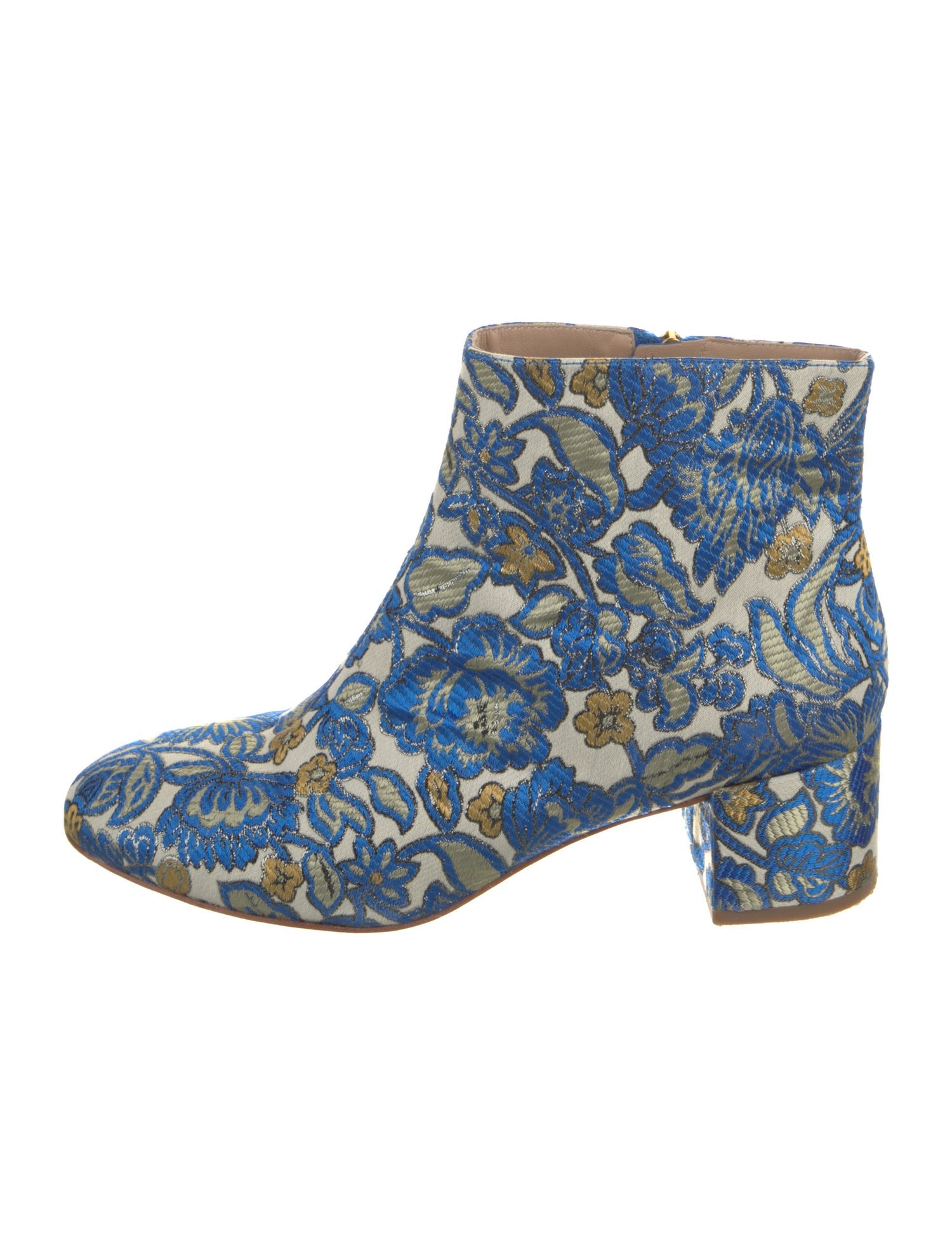 Tory Burch Floral Print Embroidered Accent Boots