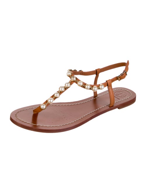 Tory Burch Leather Studded Accents T-Strap Sandals