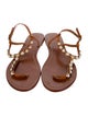 Tory Burch Leather Studded Accents T-Strap Sandals