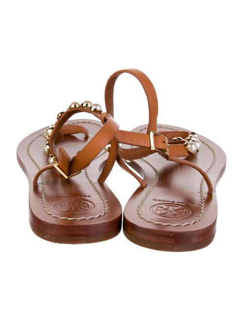Tory Burch Leather Studded Accents T-Strap Sandals