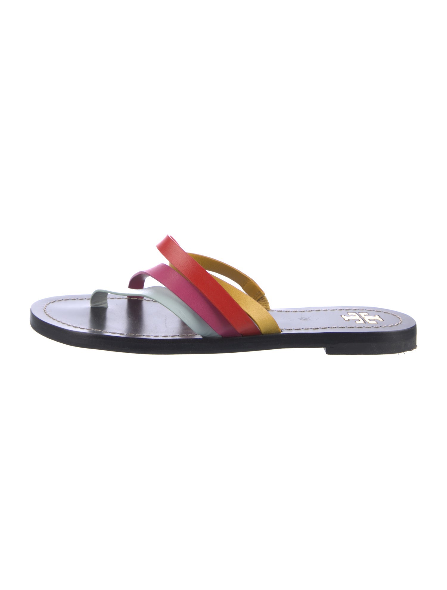Tory Burch Leather Colorblock Pattern Flip Flops