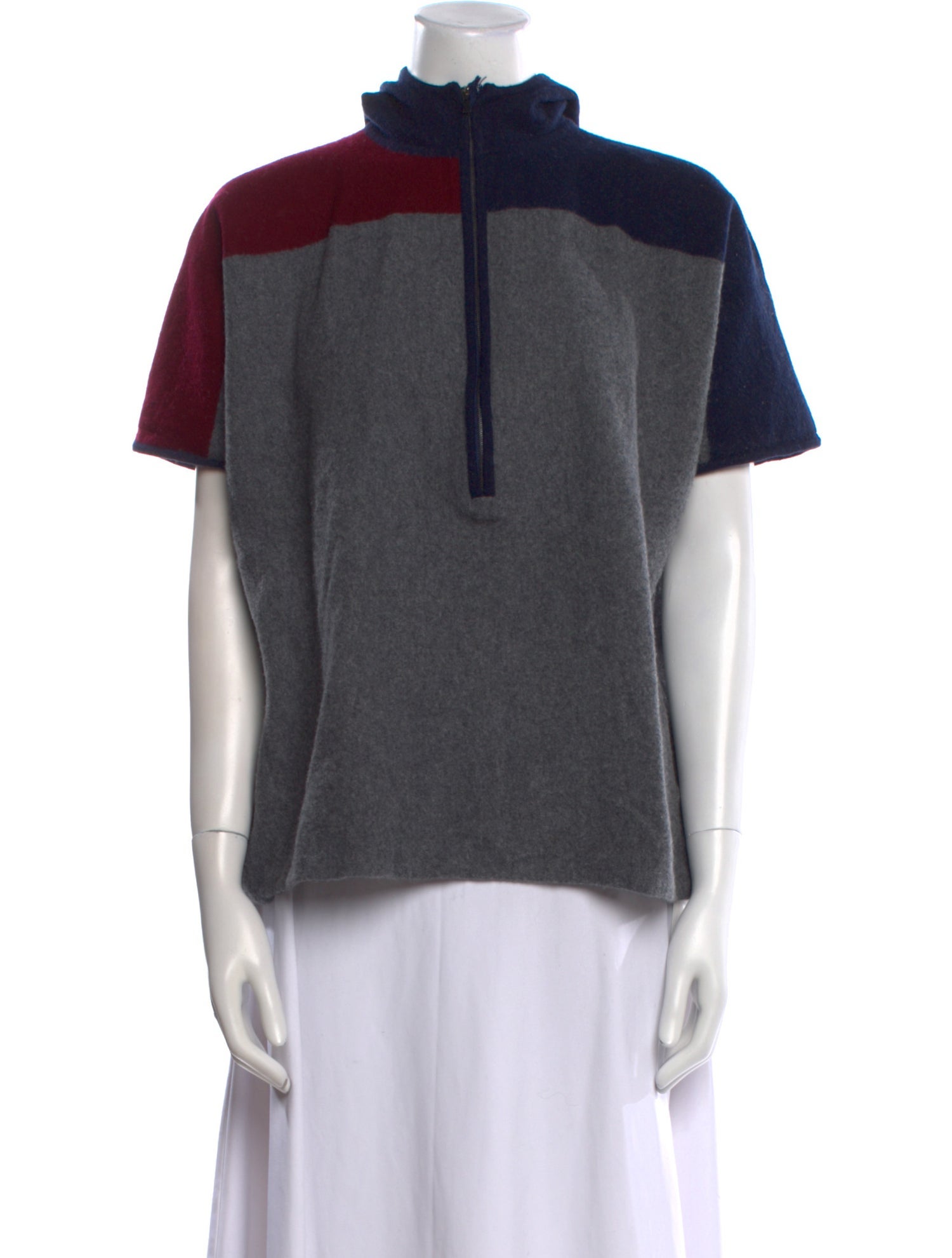 Tory Burch Colorblock Pattern Mock Neck Sweater