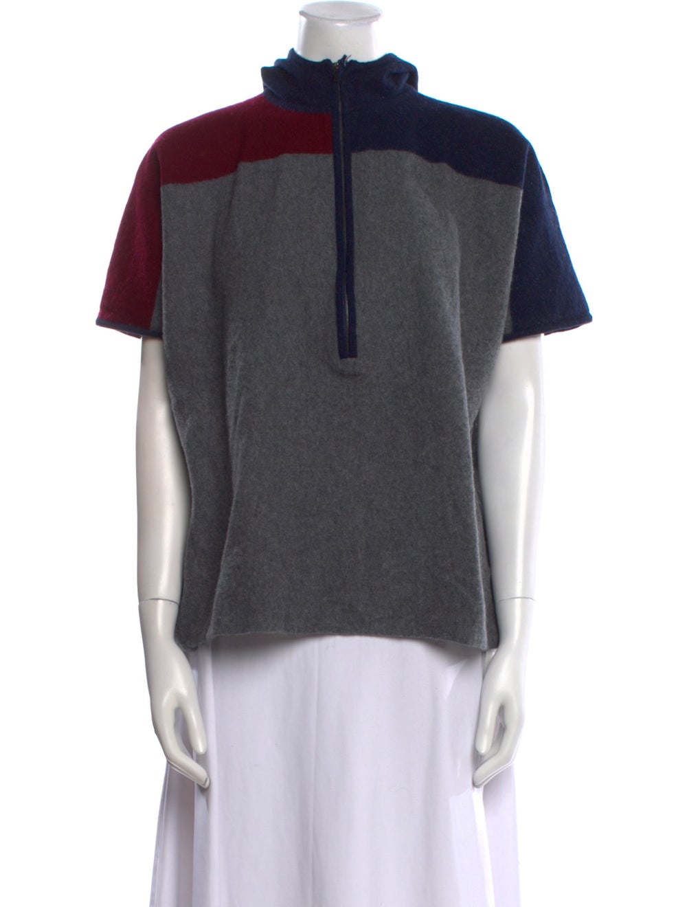 Tory Burch Pullover Grey Colorblock Pattern Short… - image 1