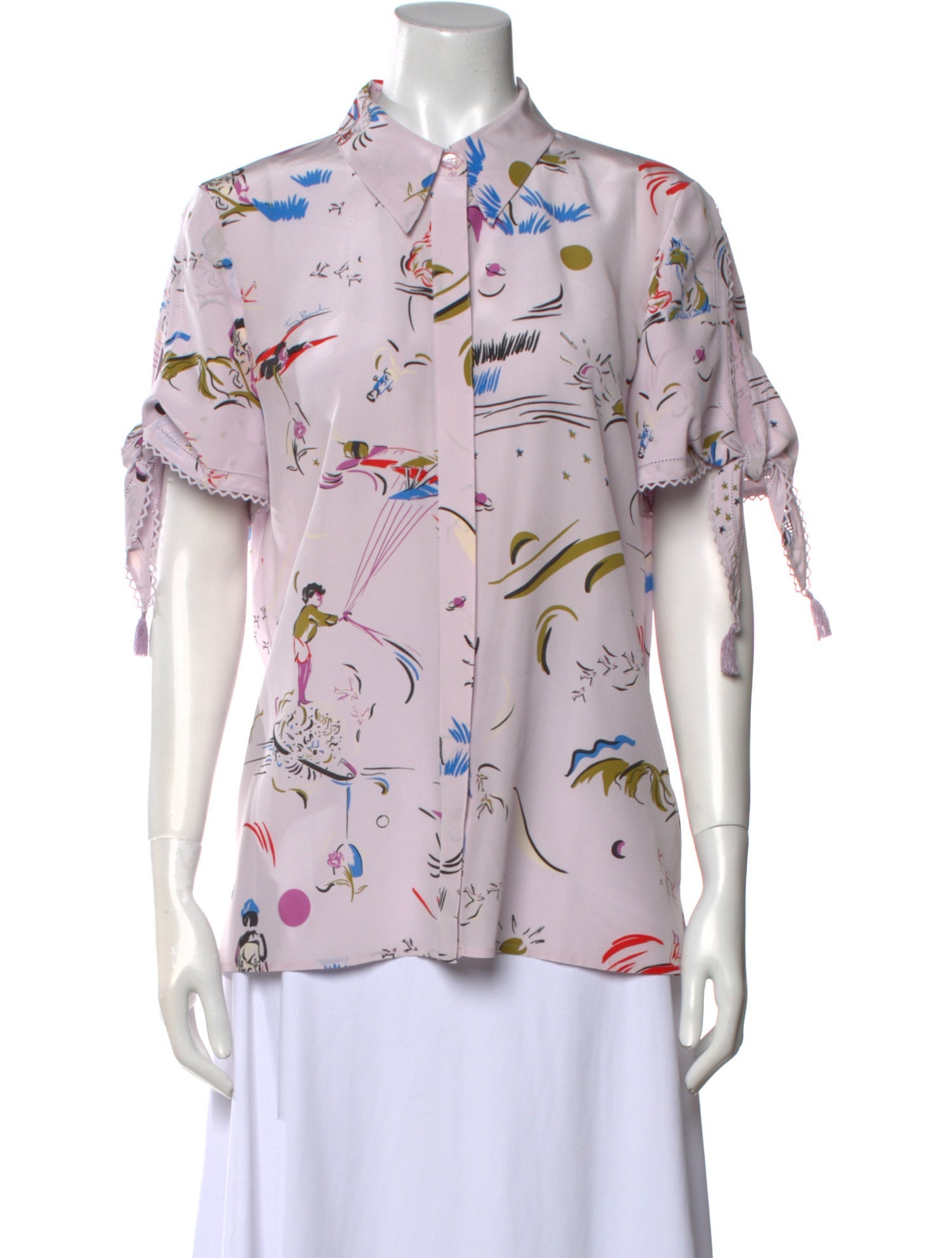 Tory Burch Silk Floral Print Button-Up Top