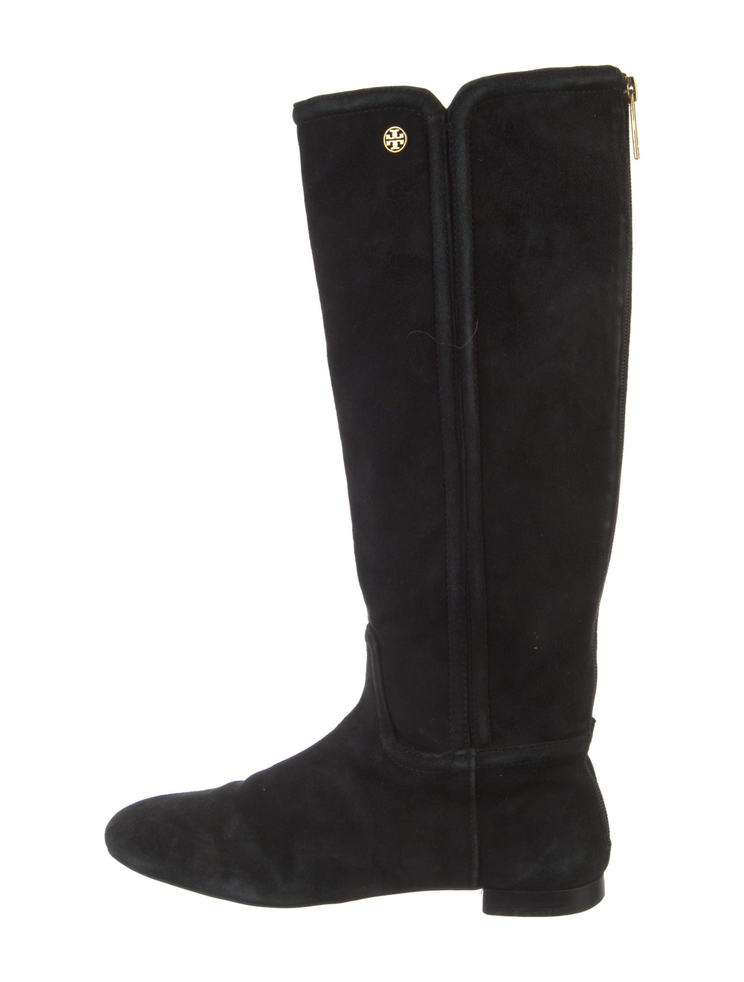 Tory Burch Suede Leather Trim Embellishment Riding Boots