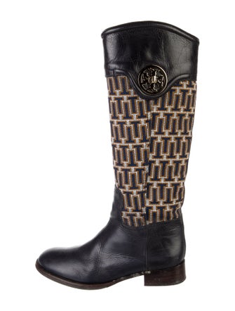 Tory Burch Leather Printed Riding Boots
