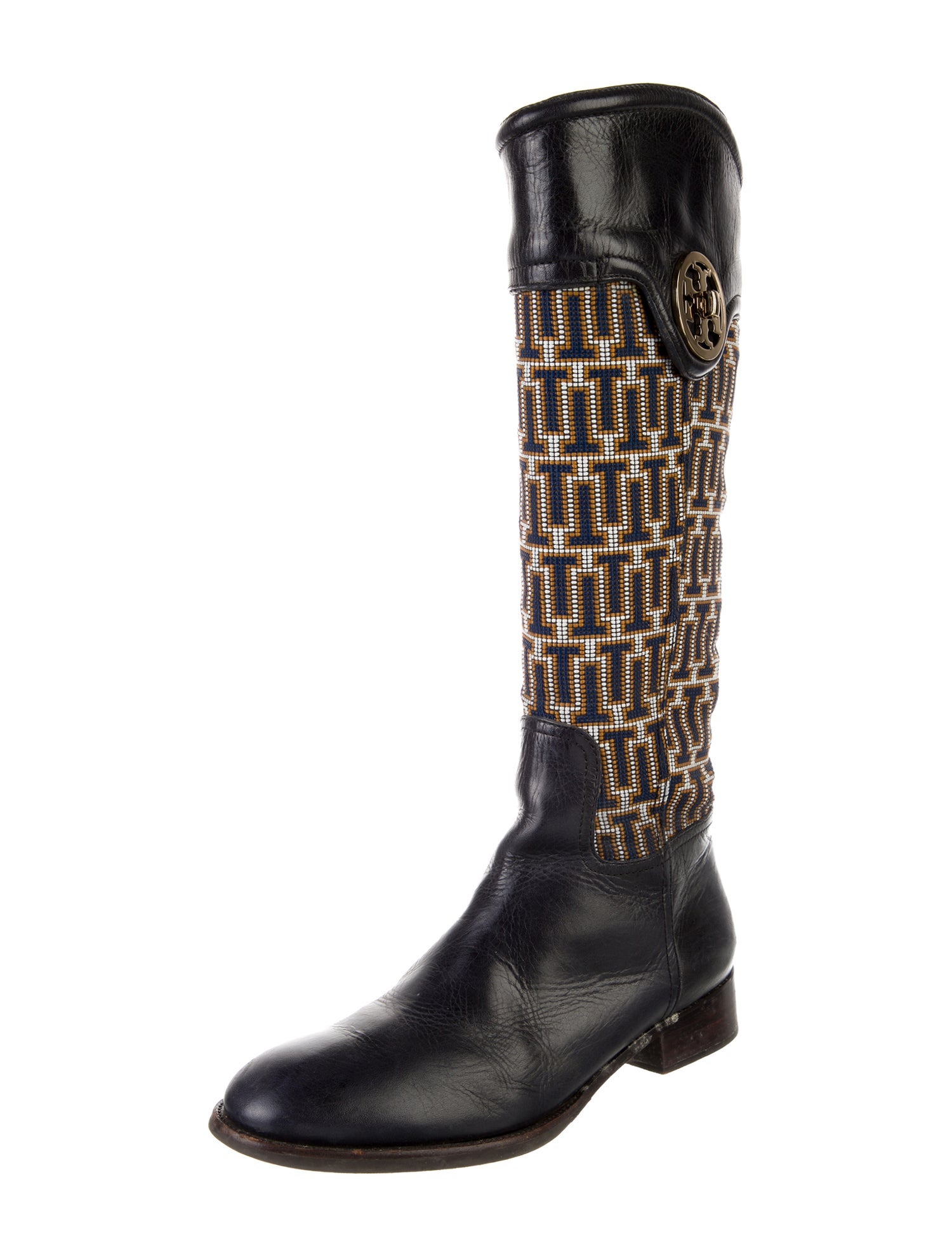 Tory Burch Leather Printed Riding Boots