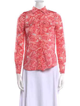 Tory Burch Paisley Print Three-Quarter Sleeve Button-Up Top