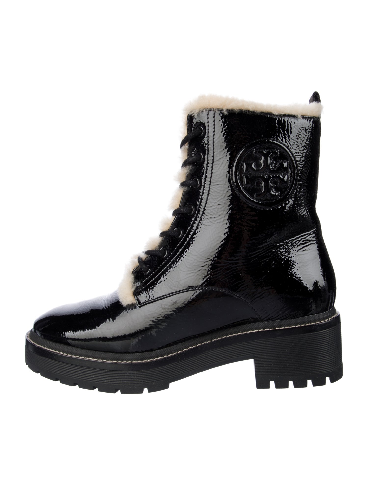 Tory Burch Patent Leather Combat Boots