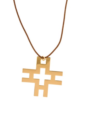 Tory Burch Leather 'H' Pendant Necklace