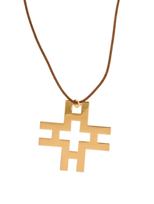 Tory Burch Leather 'H' Pendant Necklace