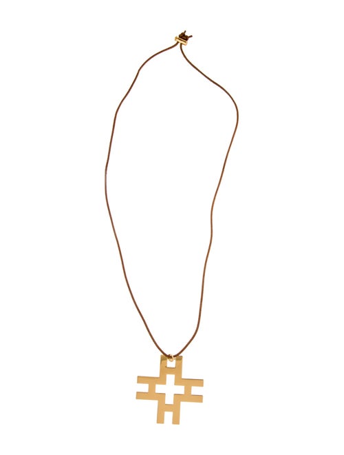 Tory Burch Leather 'H' Pendant Necklace