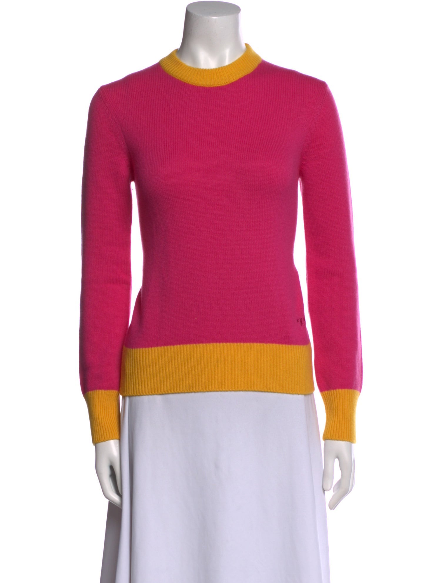 Tory Burch Cashmere Colorblock Pattern Sweater