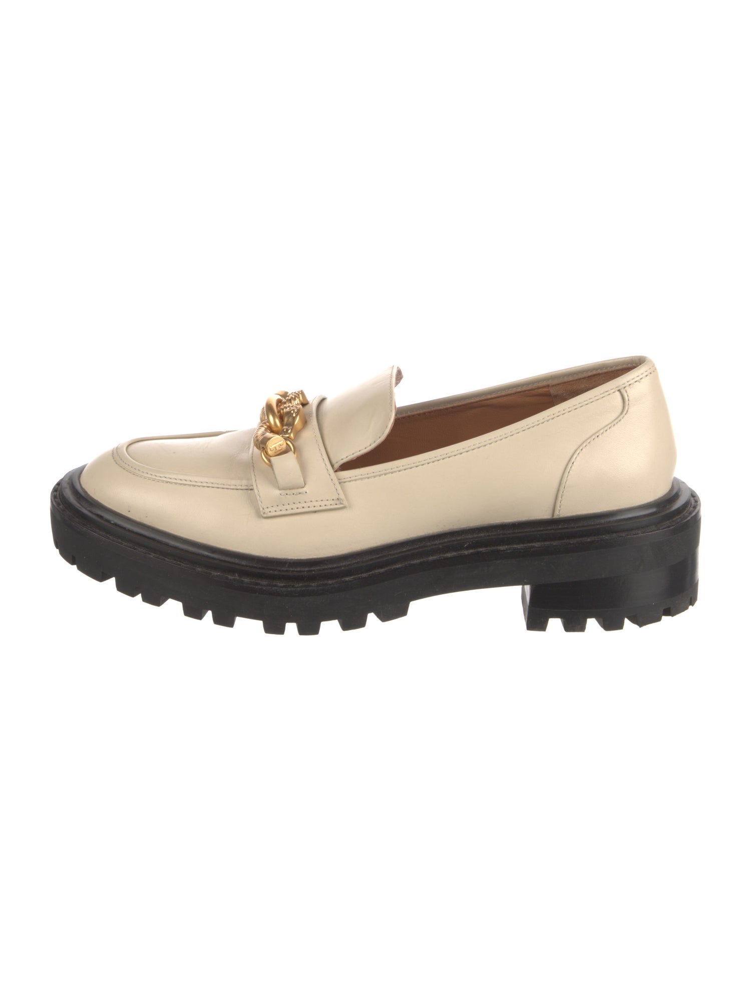 Tory Burch Leather Chain-Link Accents Loafers
