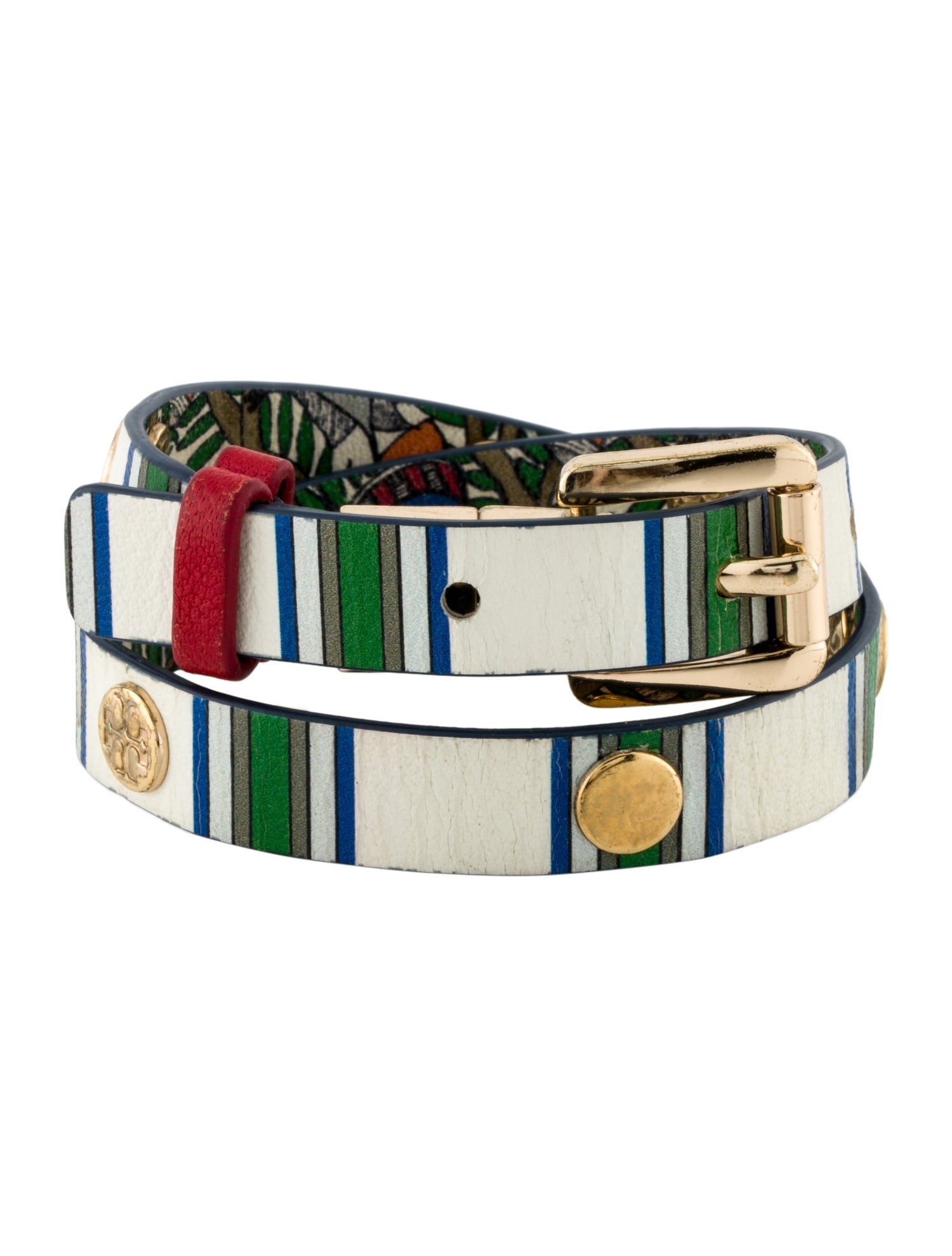 Tory Burch Leather Reversible Double Wrap Bracelet