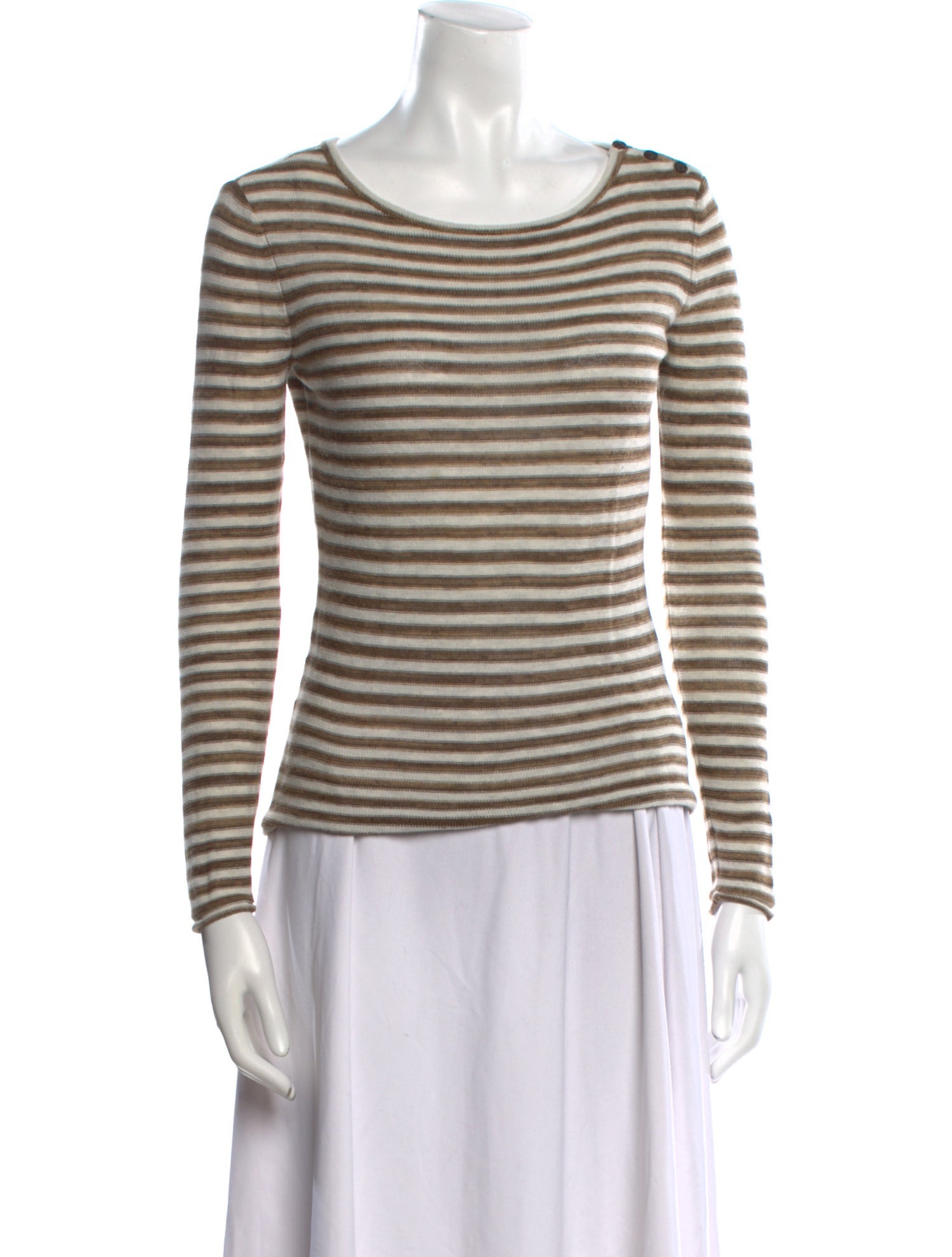Tory Burch Striped Bateau Neckline Top