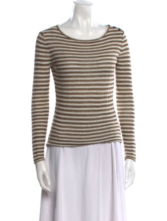 Tory Burch Striped Bateau Neckline Top