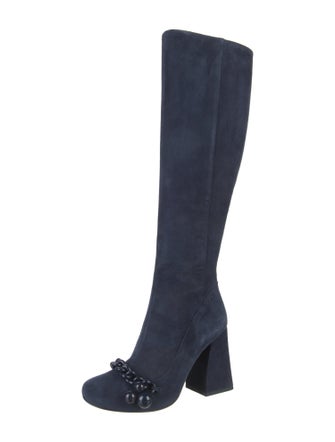 Tory Burch Suede Chain-Link Accents Boots