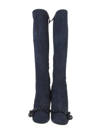 Tory Burch Suede Chain-Link Accents Boots