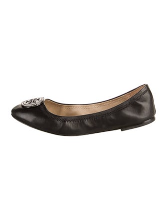 Tory Burch Leather Crystal Embellishments Ballet Flats