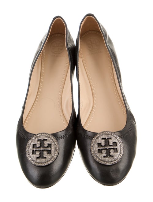 Tory Burch Leather Crystal Embellishments Ballet Flats