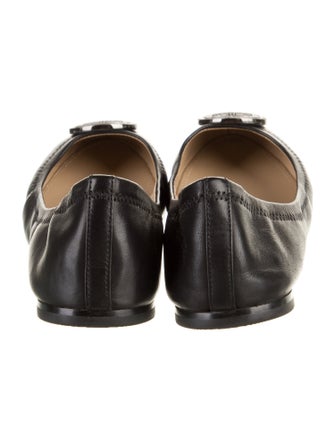 Tory Burch Leather Crystal Embellishments Ballet Flats