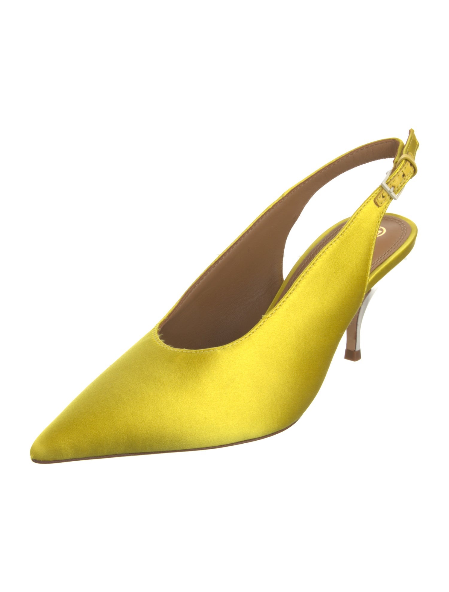 Tory Burch Satin Leather Trim Embellishment Slingback Pumps