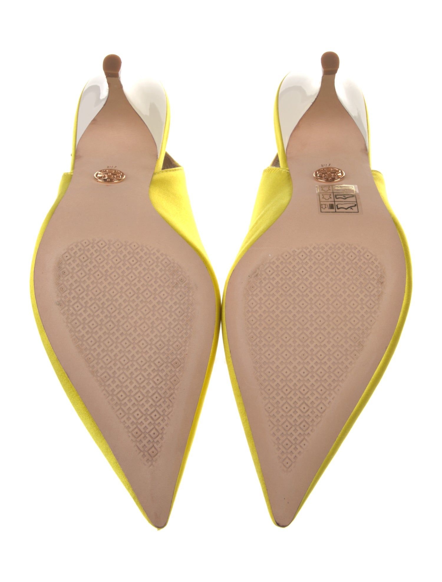 Tory Burch Satin Leather Trim Embellishment Slingback Pumps