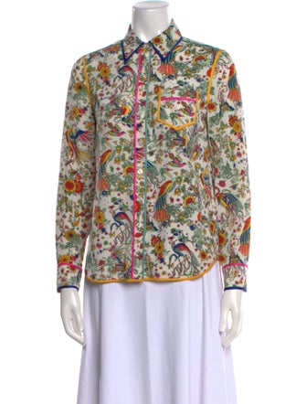 Tory Burch Silk Floral Print Button-Up Top