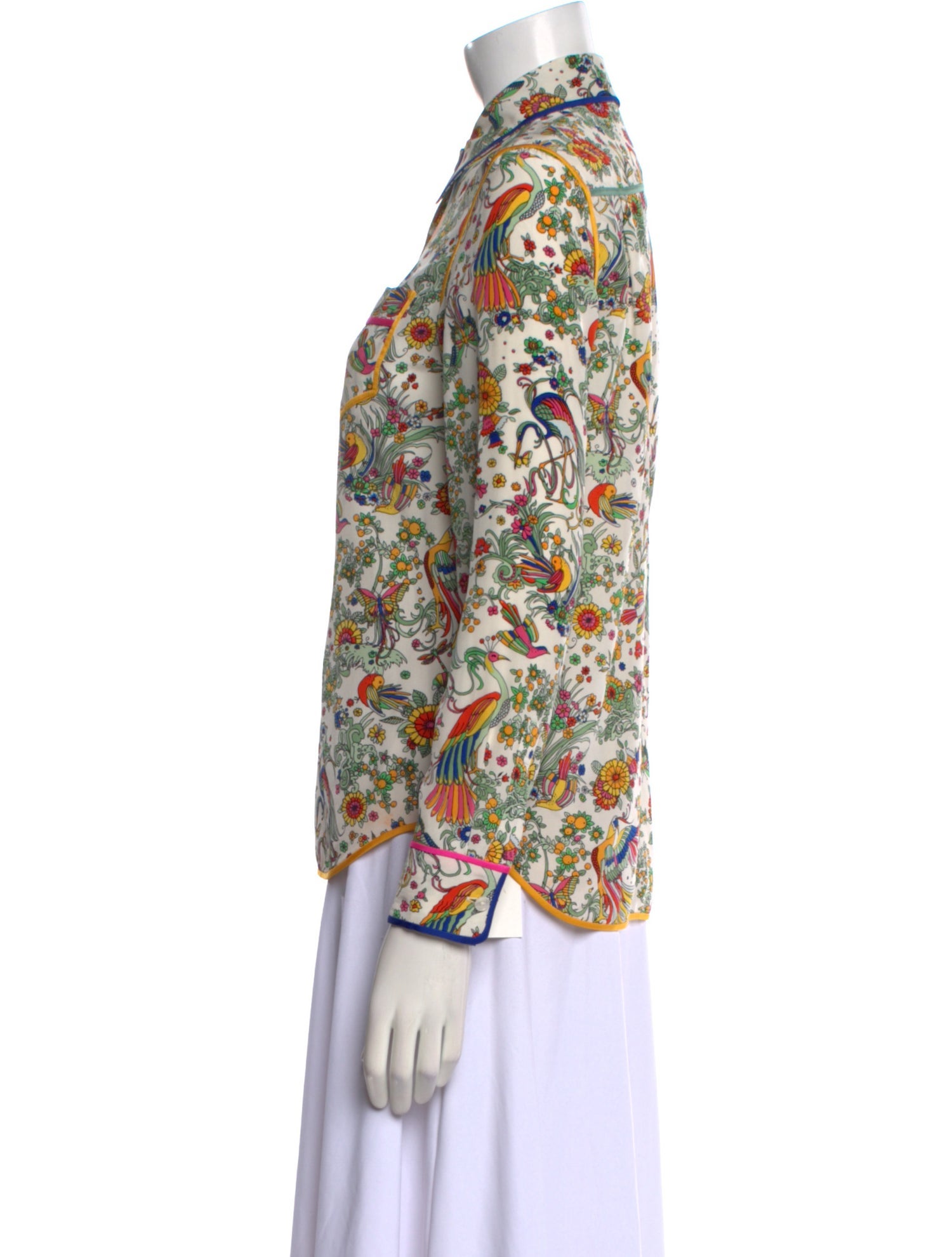 Tory Burch Silk Floral Print Button-Up Top