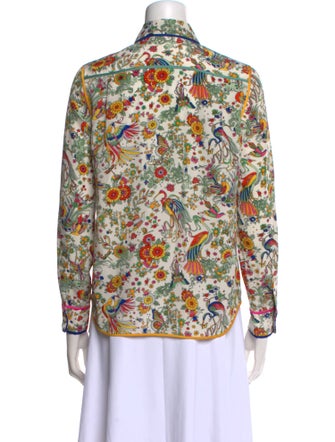 Tory Burch Silk Floral Print Button-Up Top