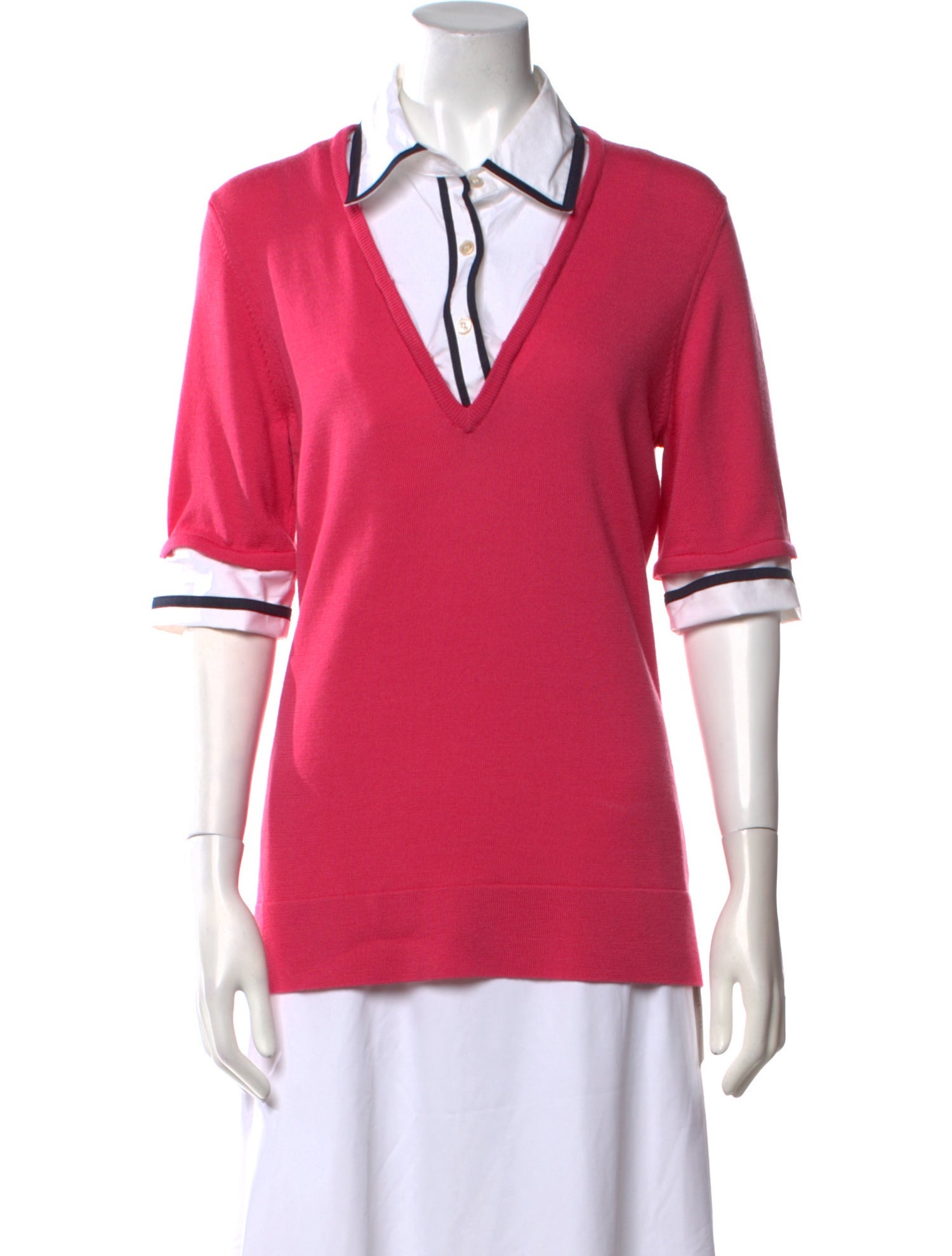 Tory Burch Merino Wool V-Neck Polo