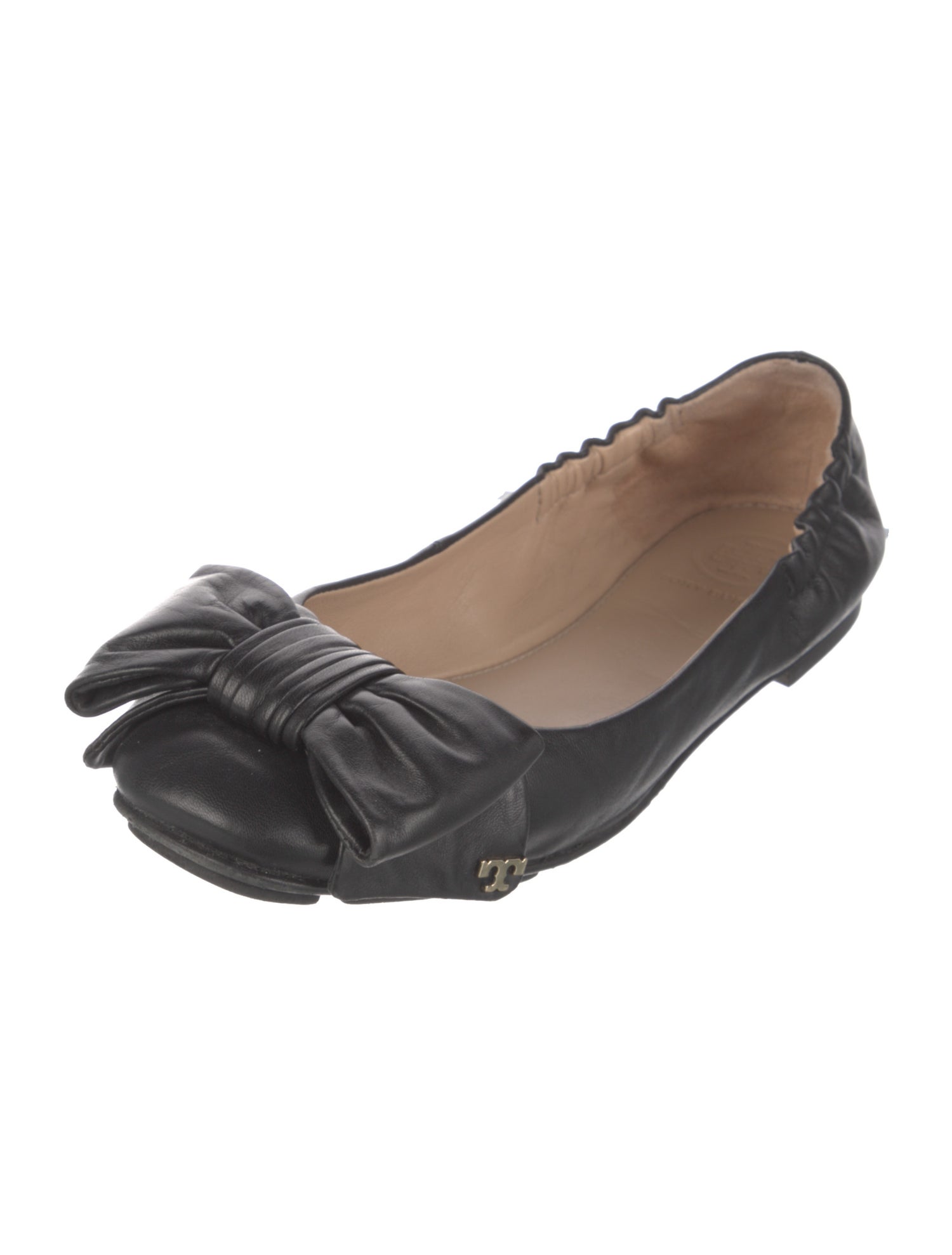 Tory Burch Leather Bow Accents Ballet Flats