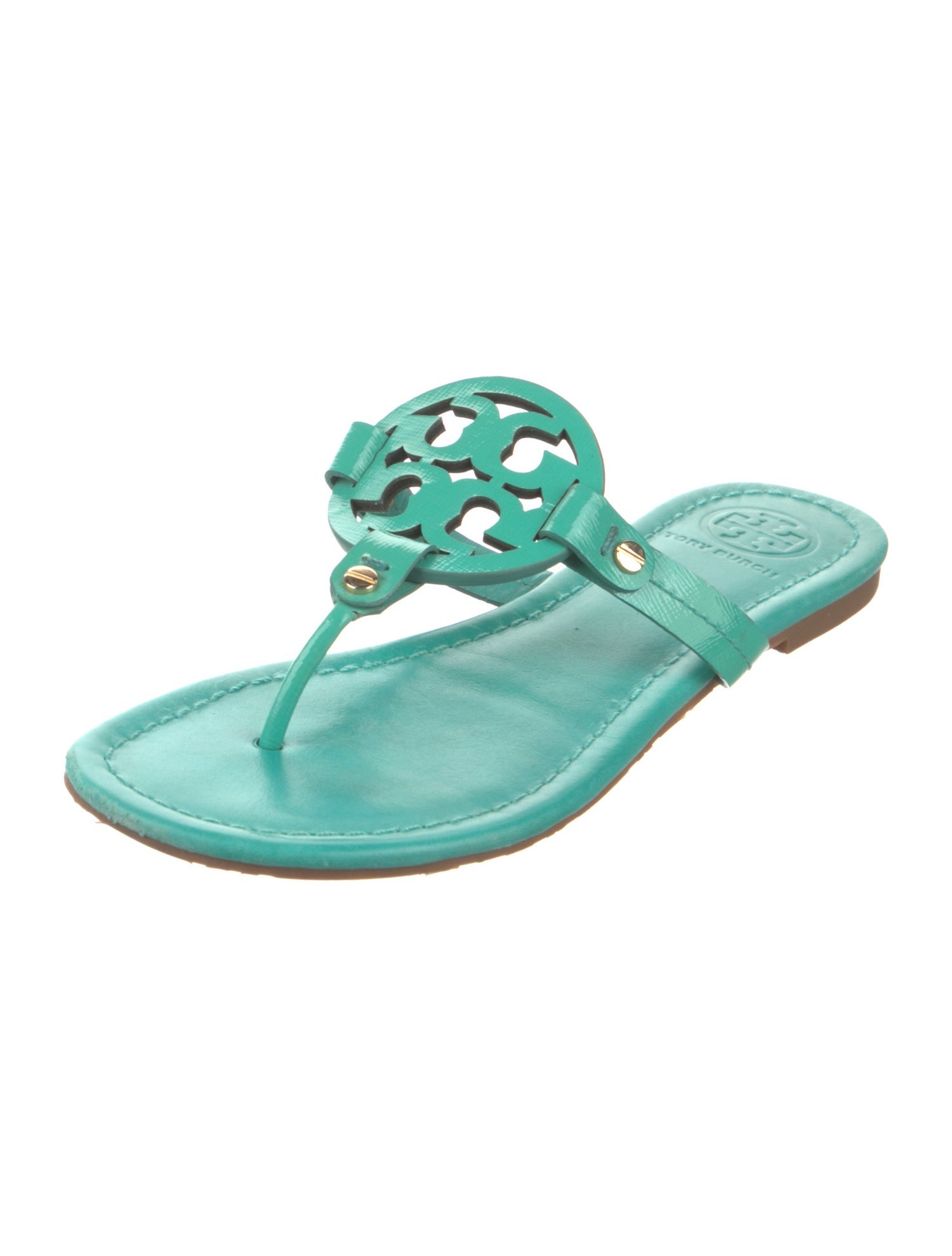 Tory Burch Signature Logo Leather Slides