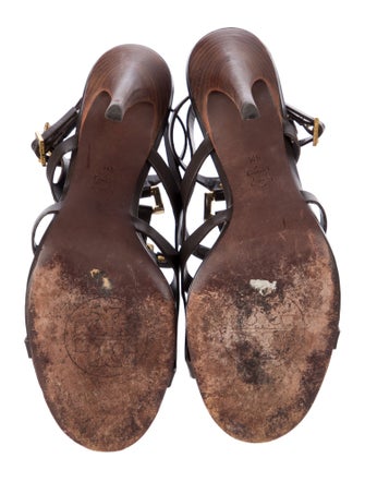 Tory Burch Leather Printed T-Strap Sandals