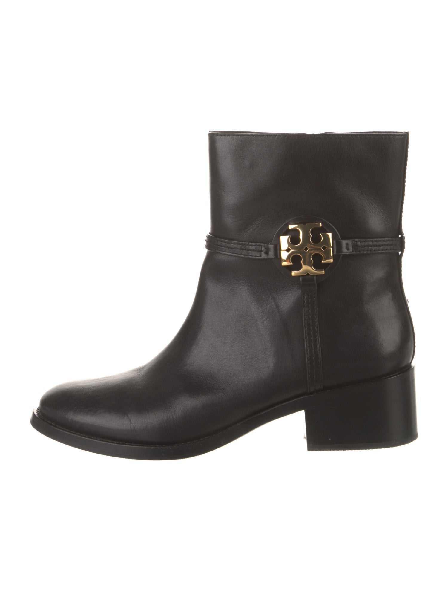 Tory Burch Signature Logo Leather Moto Boots