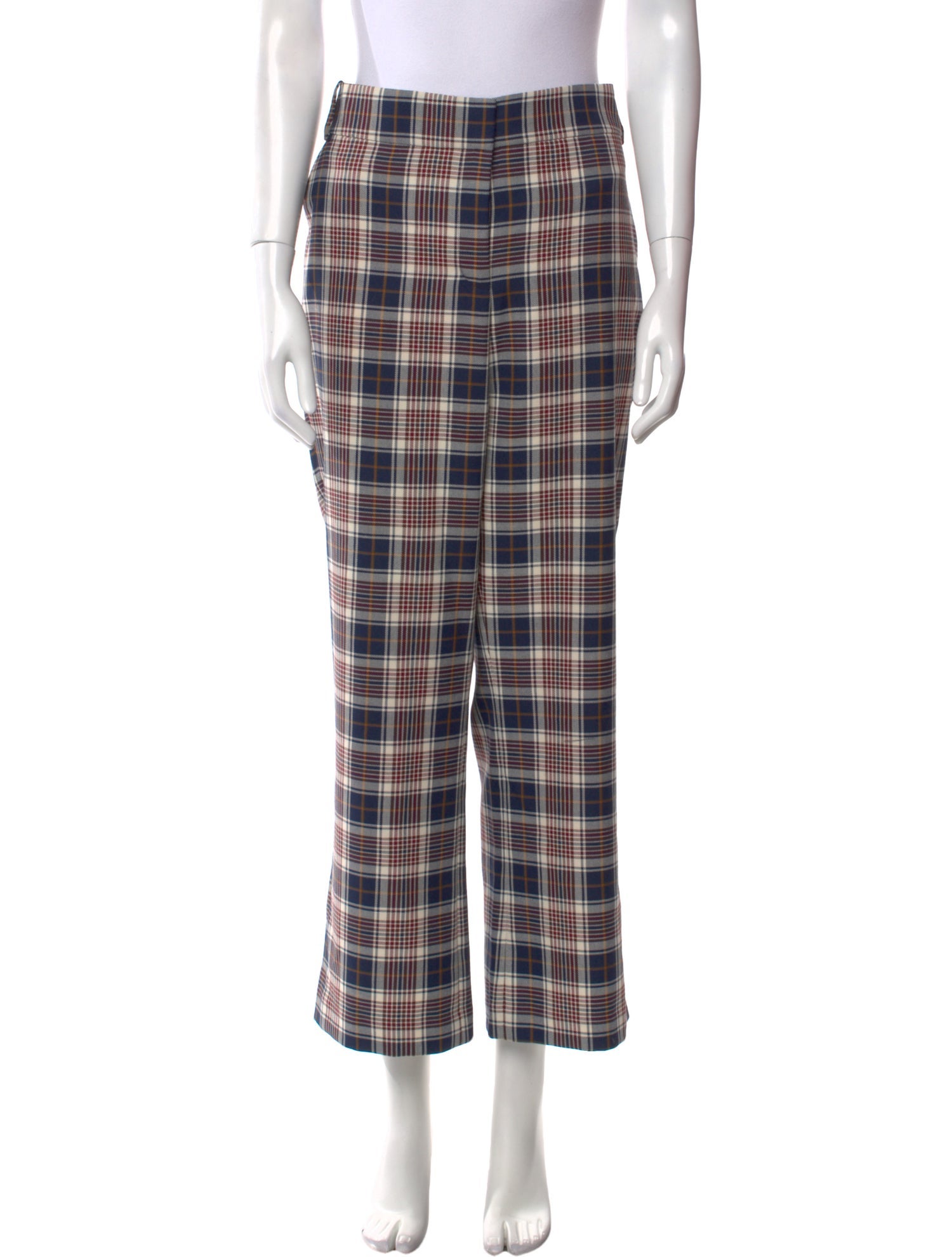 Tory Burch Plaid Print Wide Leg Pants