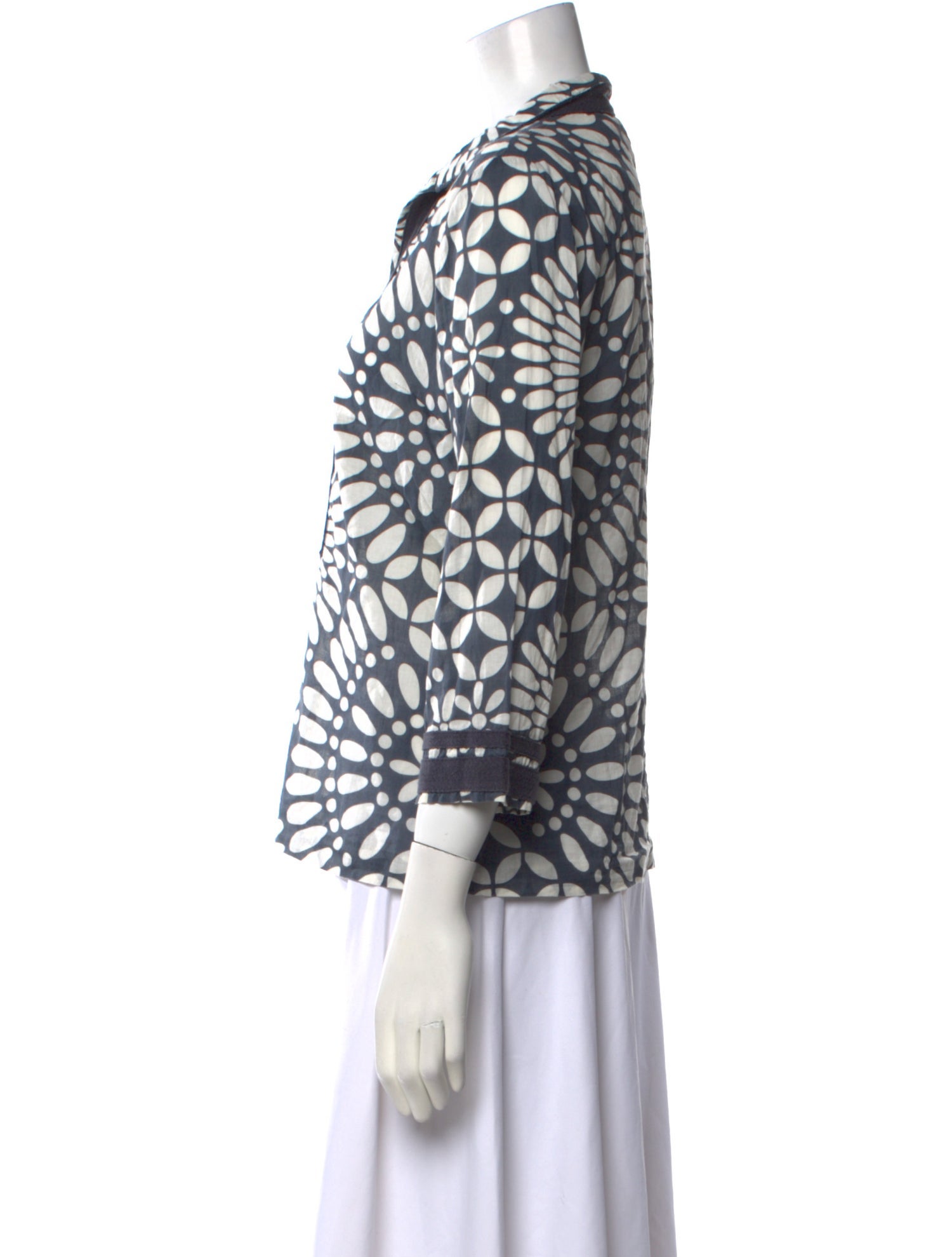 Tory Burch Printed Three-Quarter Sleeve Polo