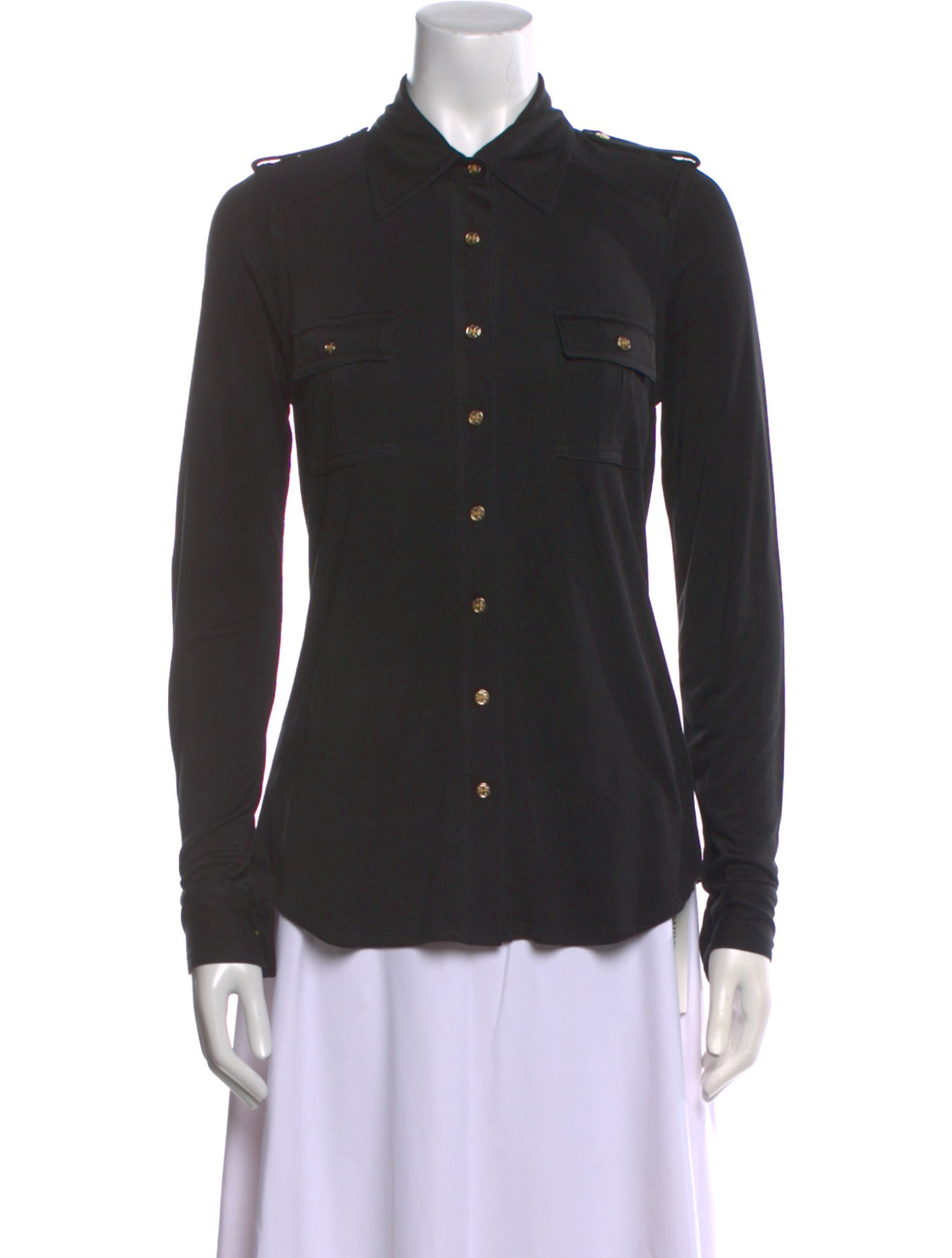 Tory Burch Silk Long Sleeve Button-Up Top