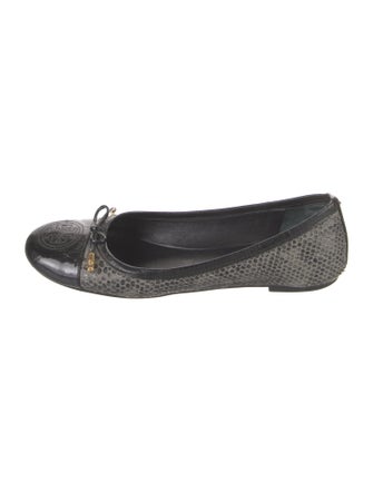 Tory Burch Embossed Leather Animal Print Flats